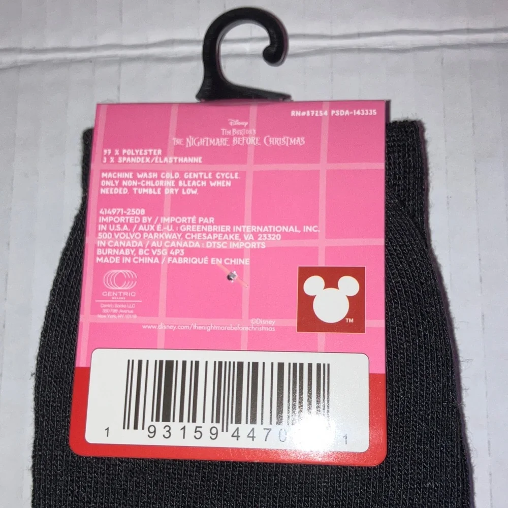 Disney Nightmare before Christmas Valentine Black and‎ Red Heart Matching Socks